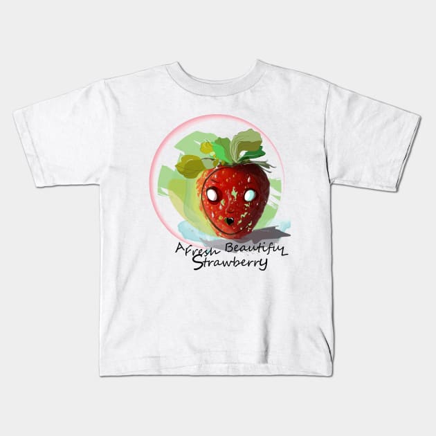 A FRESH BEAUTIFUL STRAWBERRY Kids T-Shirt by montemarano1